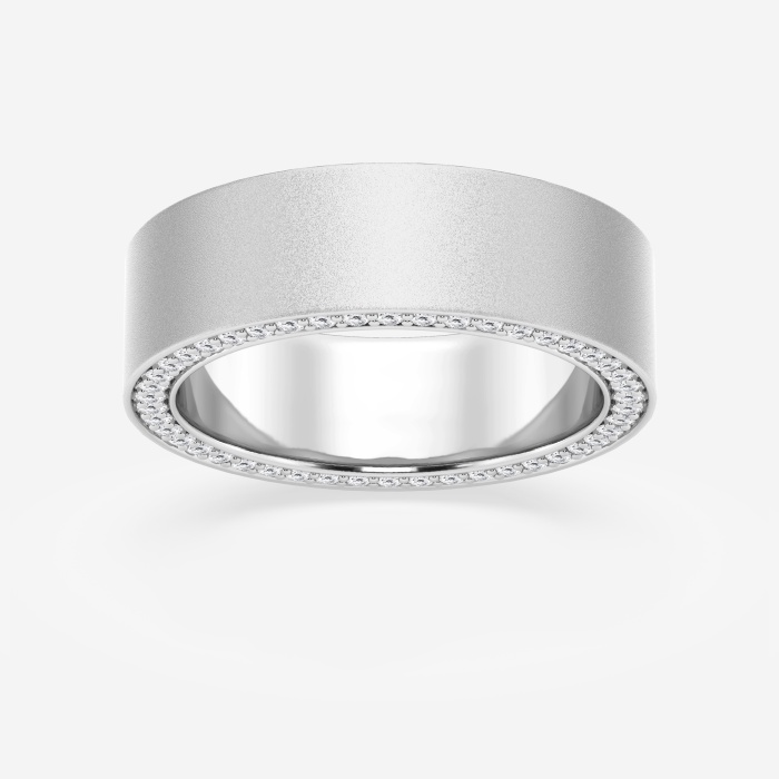 7/8 ctw Round Lab Grown Diamond 7mm Sandblast Finish Flat Eternity Band